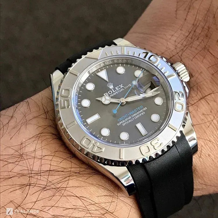 Yachtmaster Rhodium Rubber Rolex Rubber B Strap For Yachtmaster