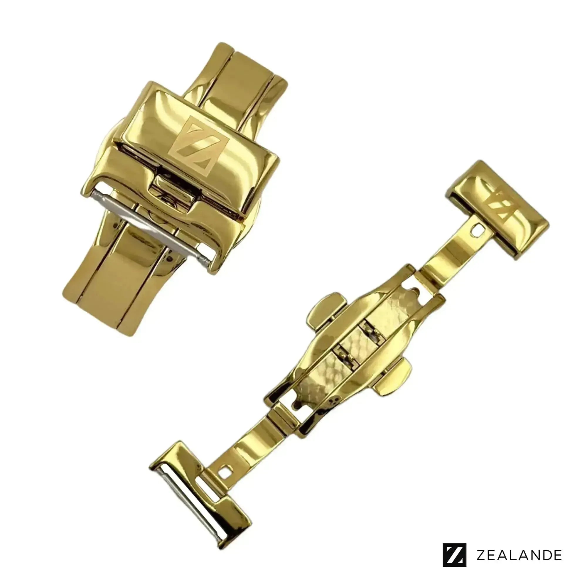 18mm Stainless Steel Polished Yellow Gold Deployant Buckles ZEALANDE®