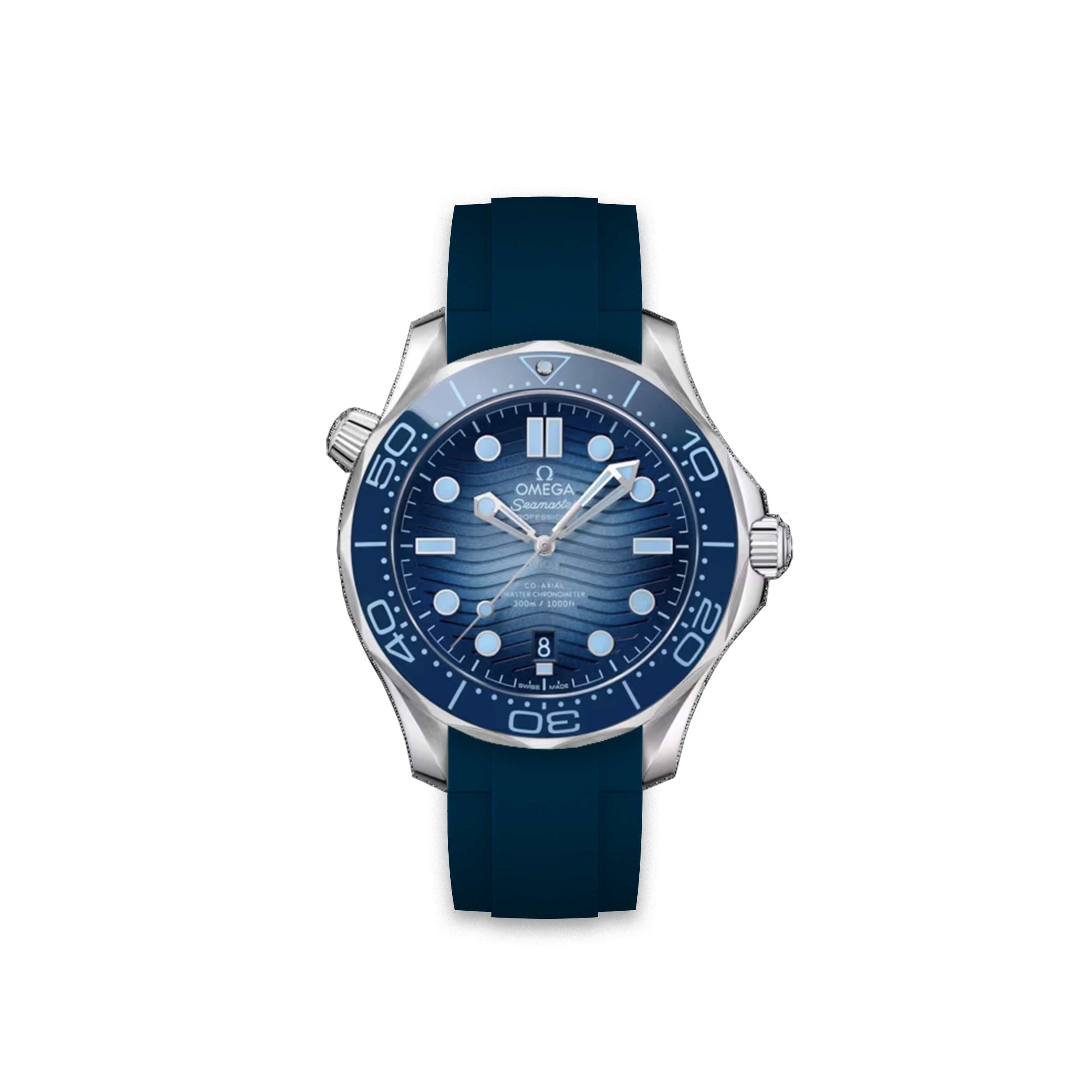 Rubber Strap Omega Seamaster Diver 300m Co-Axial Summer Blue in