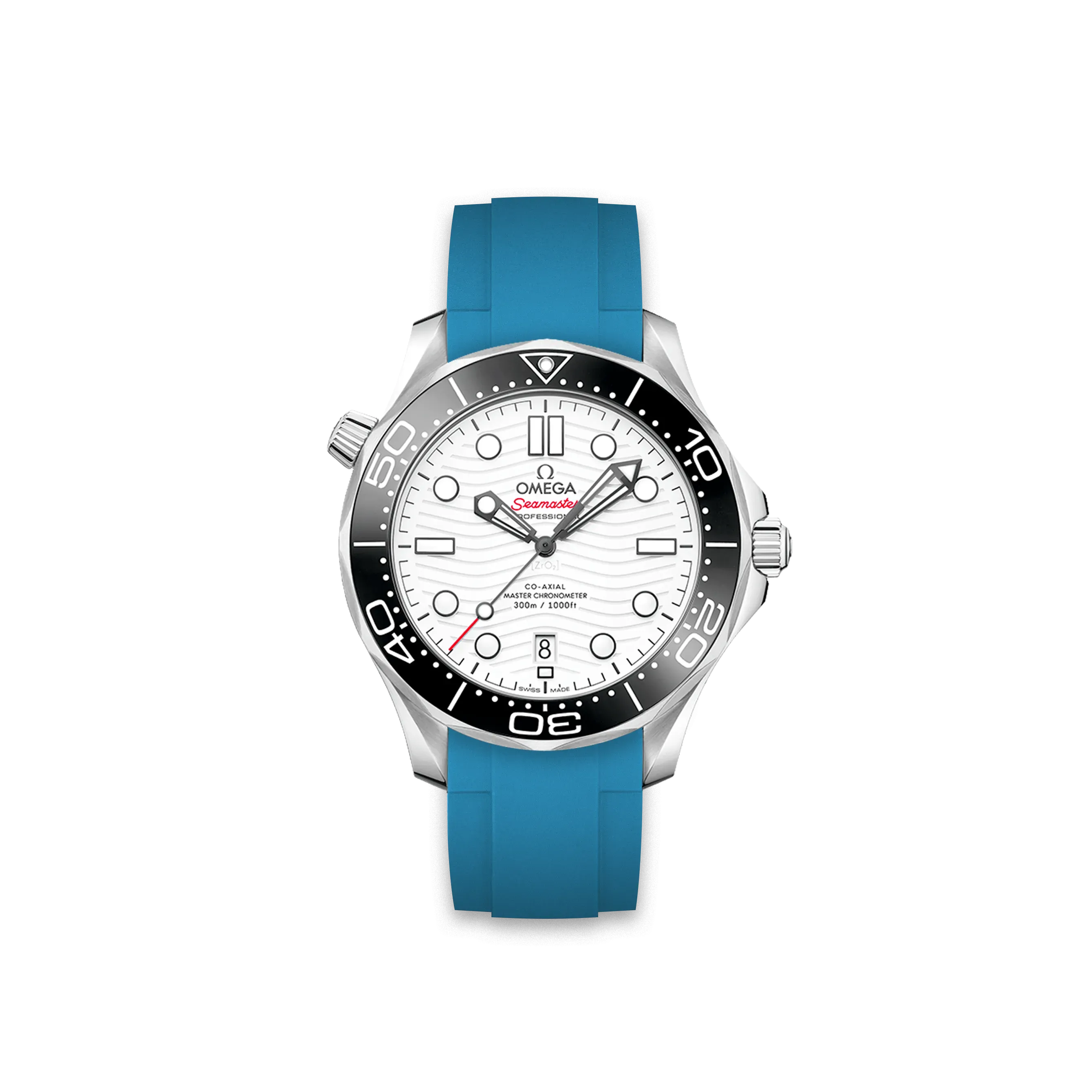 Rubber Strap Omega Seamaster Diver 300m Co-Axial 42mm White ZEALANDE