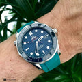 Rubber Strap for OMEGA® Seamaster Diver 300M Co-Axial 41mm Black Ceramic Rubber Straps ZEALANDE Green Brushed Classic