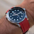 Rubber Strap for OMEGA® Seamaster Diver 300M Co-Axial 41mm Black Ceramic Rubber Straps ZEALANDE Red Brushed Classic