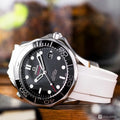 Rubber Strap for OMEGA® Seamaster Diver 300M Co-Axial 41mm Black Ceramic Rubber Straps ZEALANDE White Brushed Classic