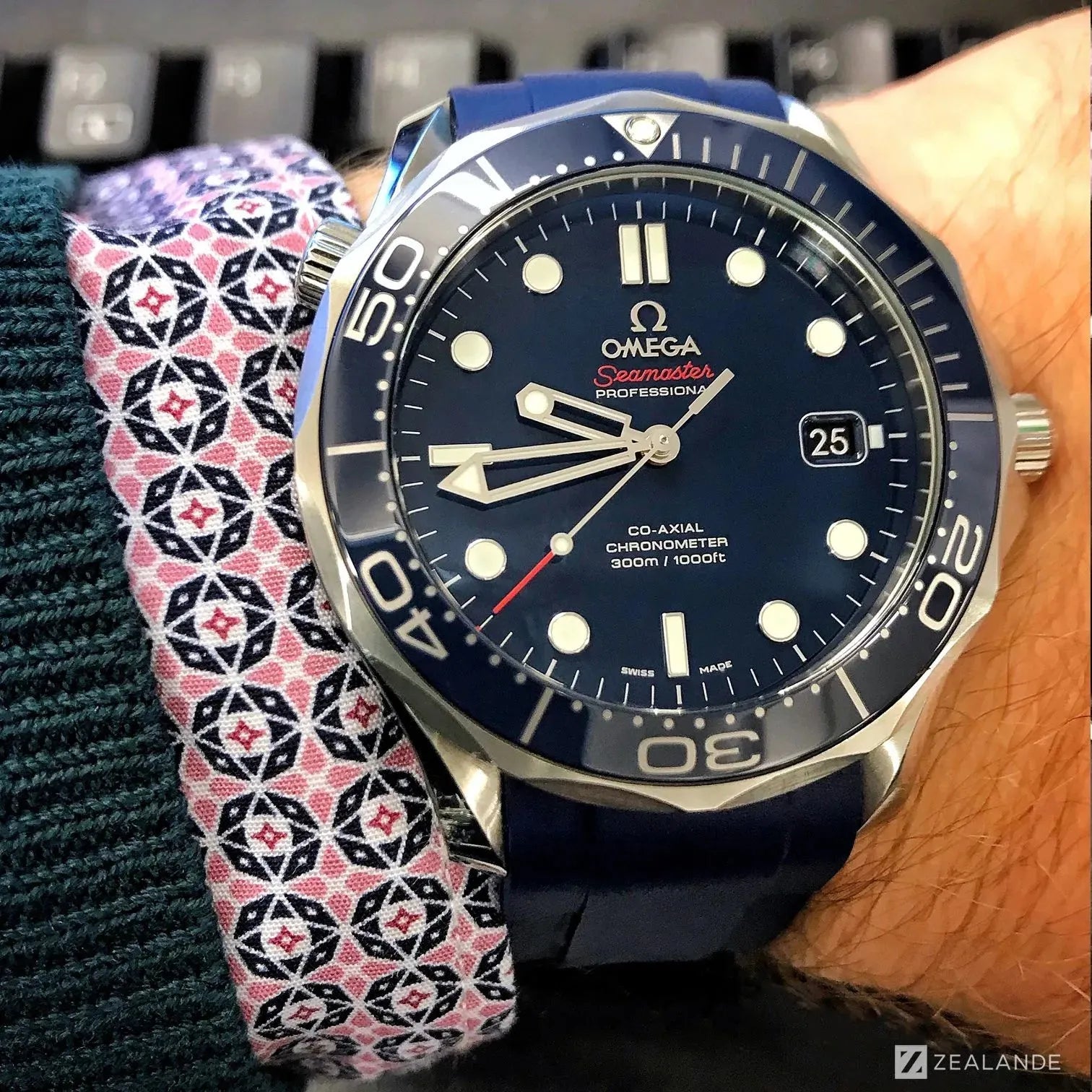 【メルユメ】 Rubber Strap Omega Seamaster Diver 300m Co-Axial Blue 41mm - ZEALANDE