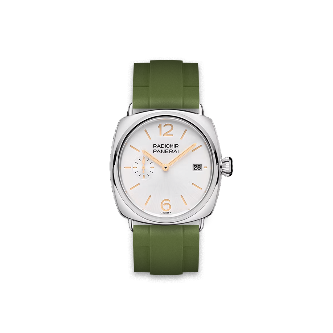 24mm Straight Rubber Strap For Panerai Radiomir Quaranta White