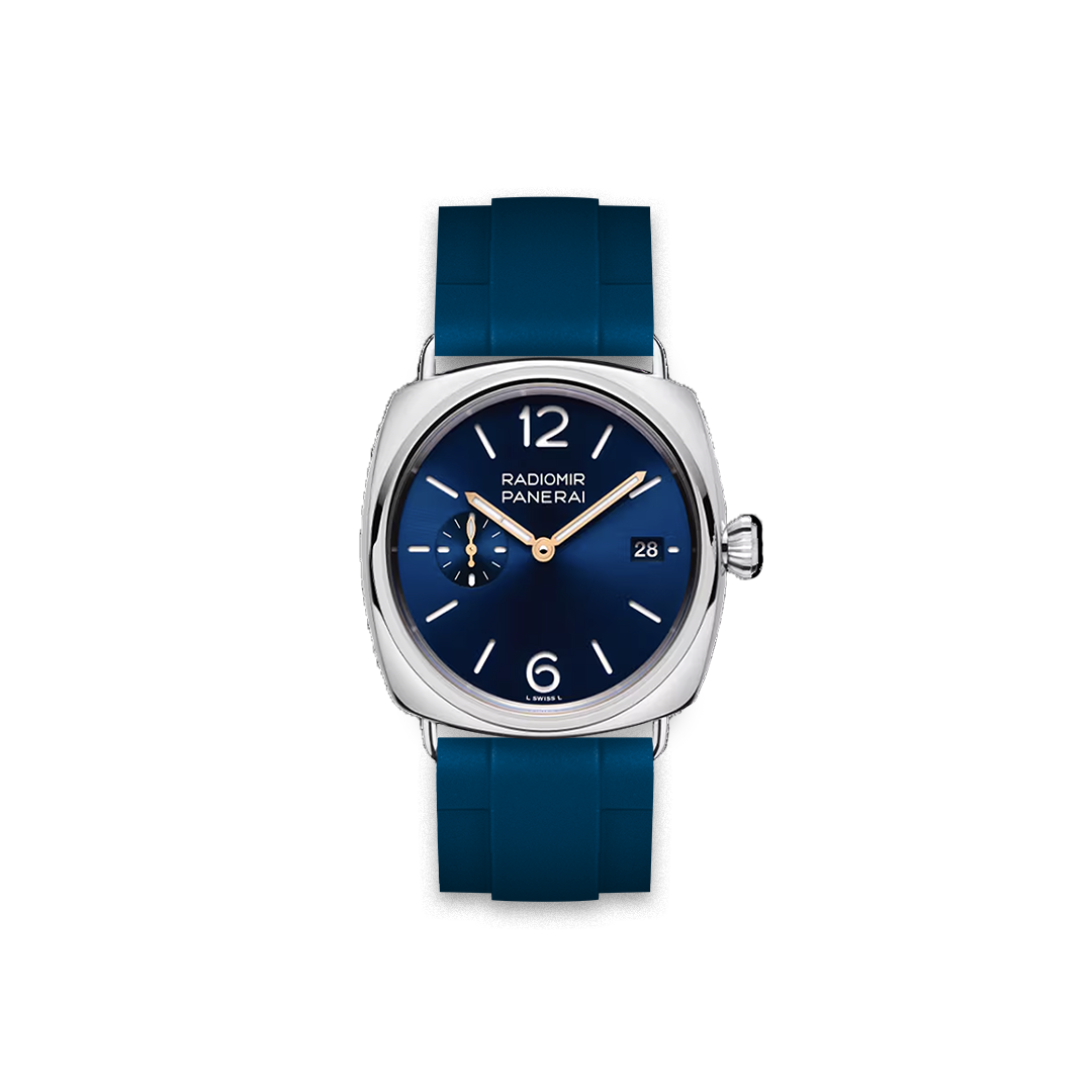 24mm Straight Rubber Strap For Panerai Radiomir Quaranta Blue Dial