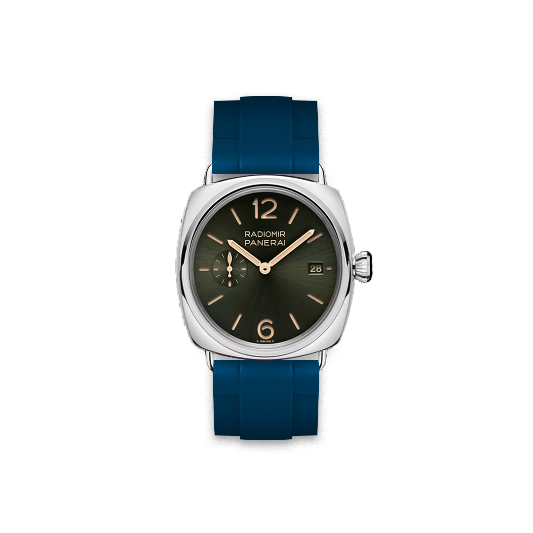 24mm Straight Rubber Strap For Panerai Radiomir Quaranta Green