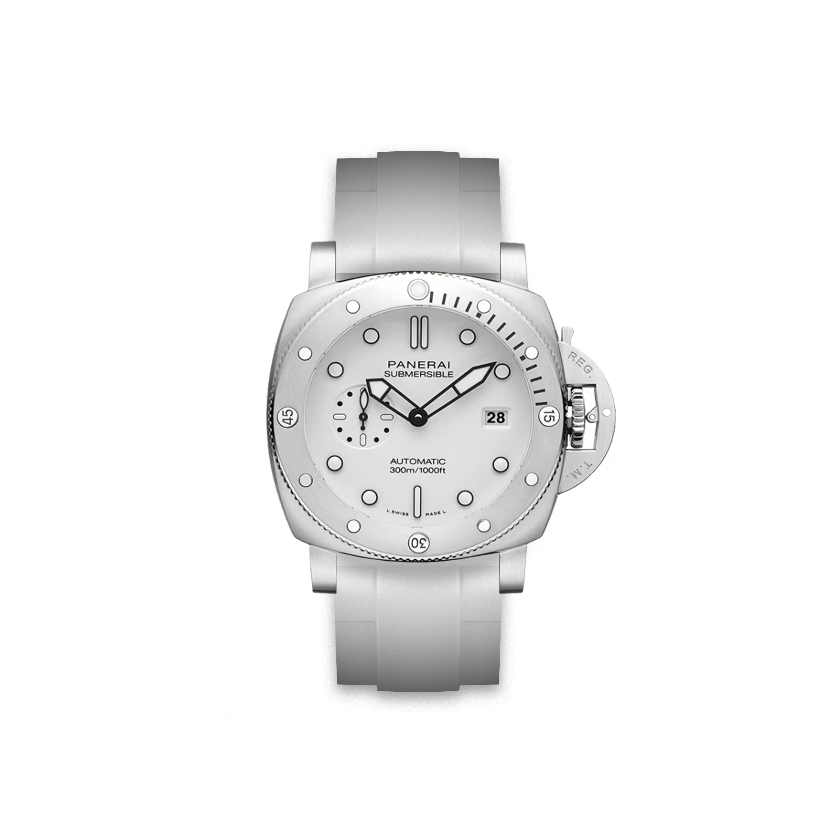 Straight Rubber Strap Panerai Submersible QuanrantaQuattro White