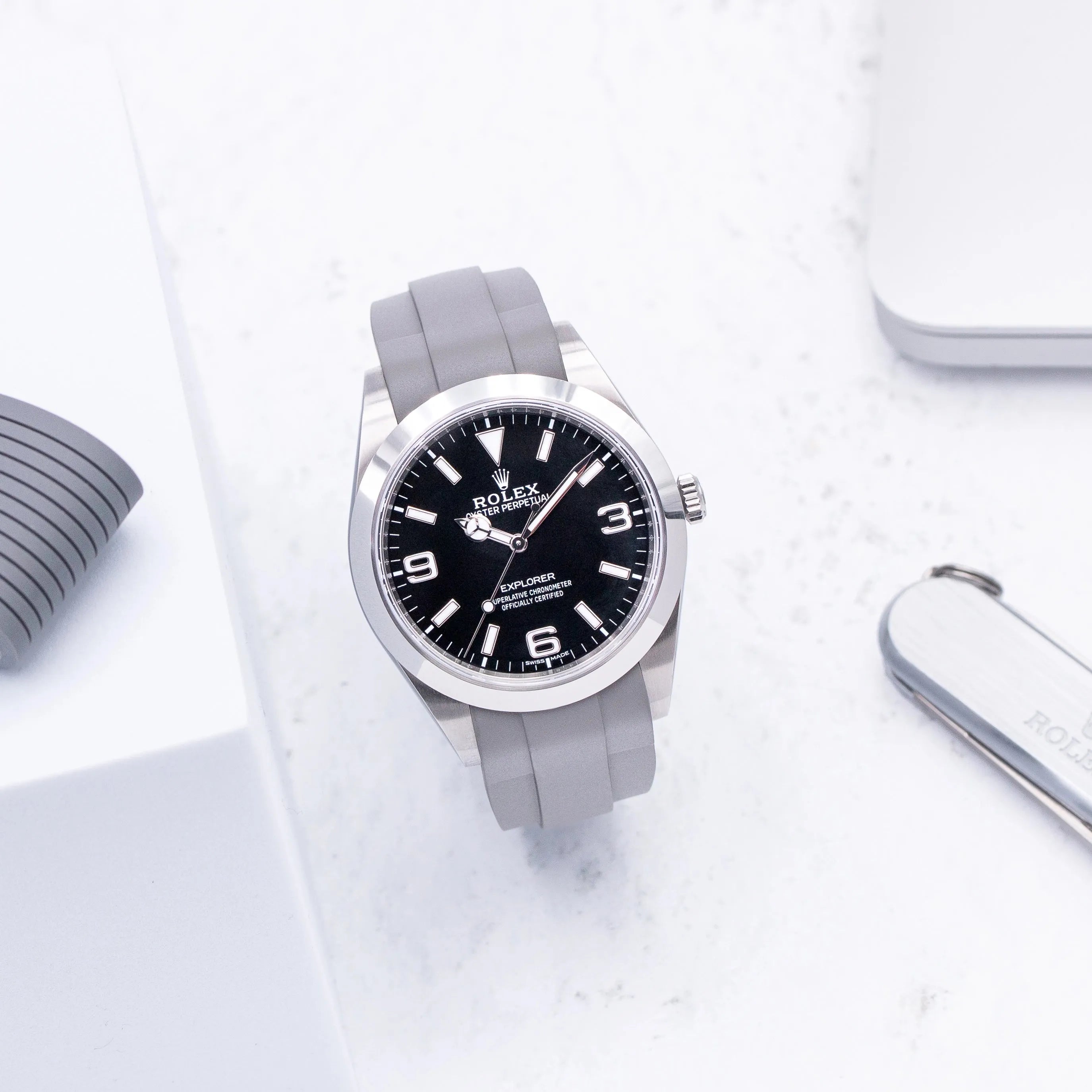 Rubber Strap for Rolex Explorer 39mm 214270 for Deployant Buckle