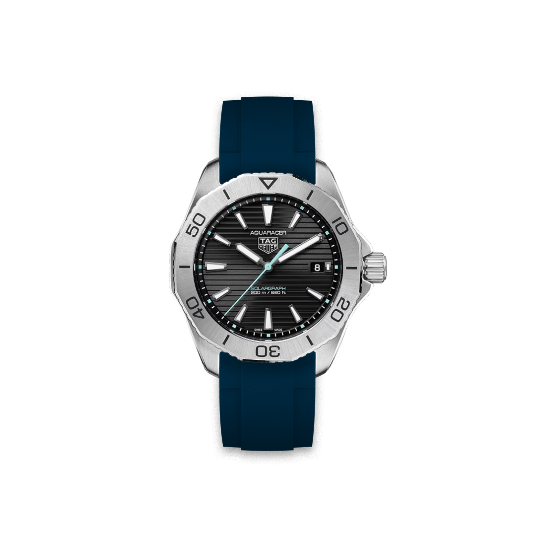 Rubber Strap Tag Heuer Aquaracer Pro 200 Solargraph Black WBP1114