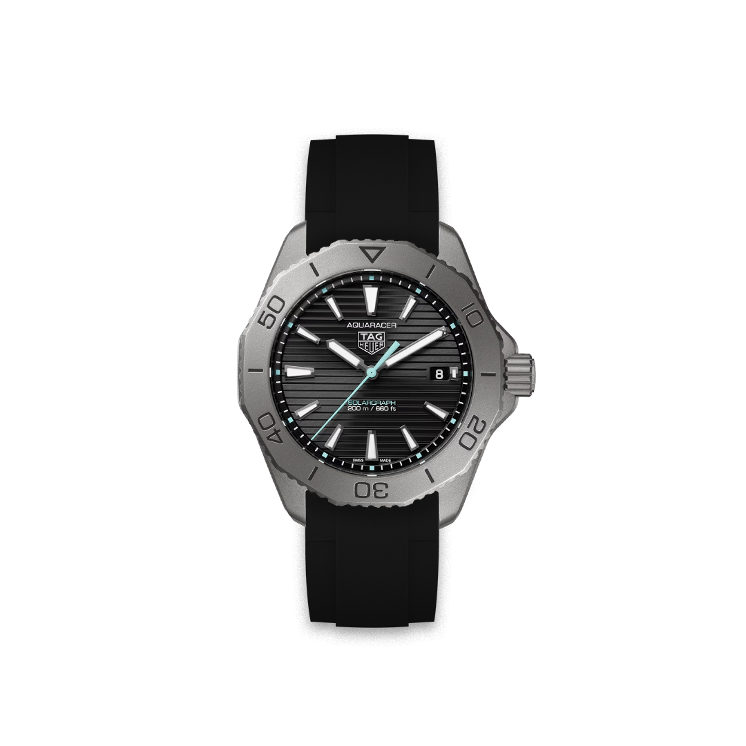 ZEALANDE ブラックラバーベルト TAG HEUER AQUARACER Rubber Strap Tag Heuer Aquaracer Pro 200 Solargraph Black Titane