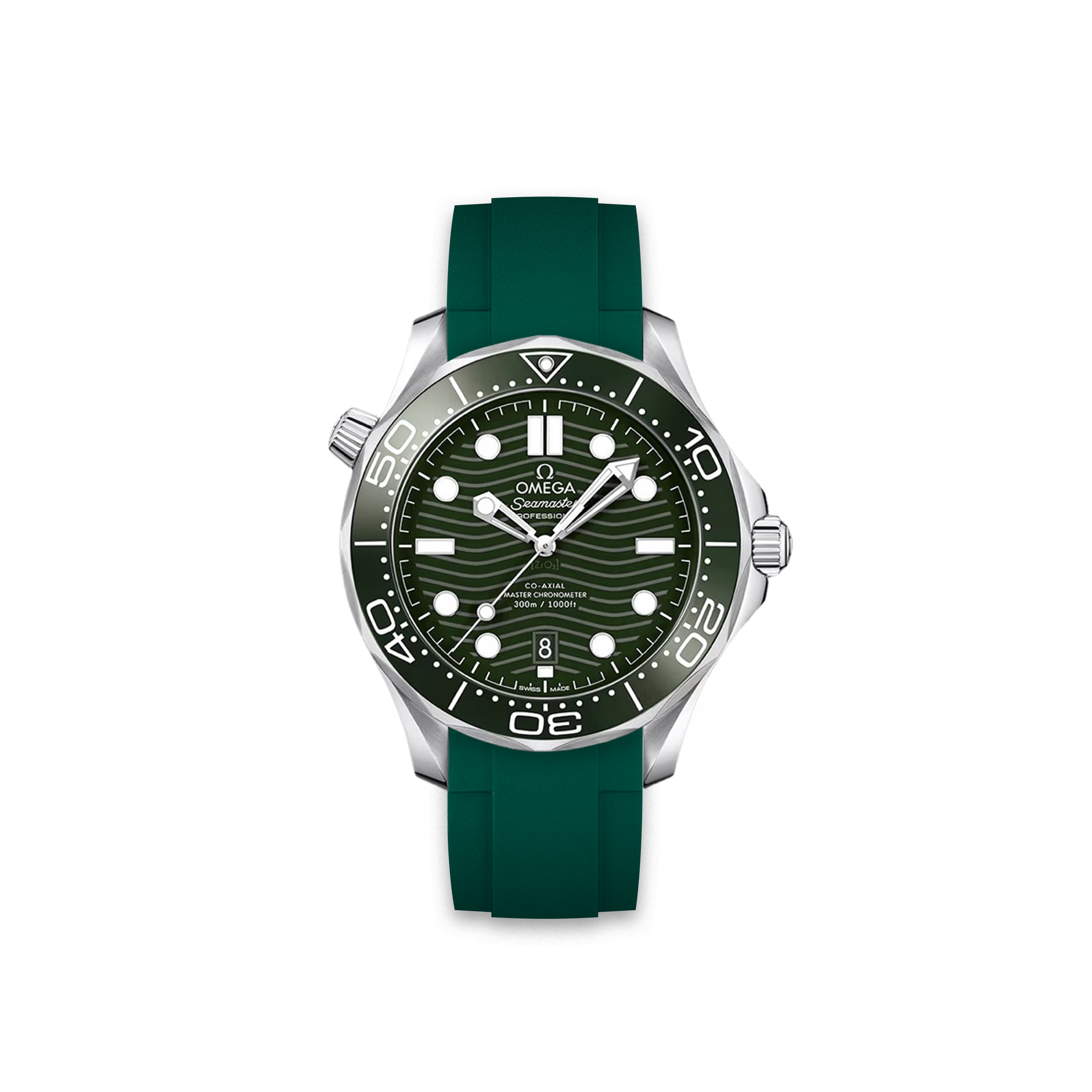 Rubber Strap Omega Seamaster Diver 300m Co-Axial 42mm Green ZEALANDE