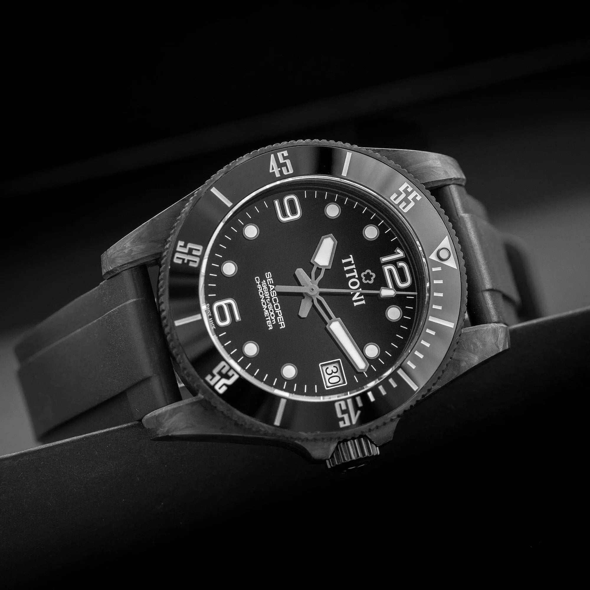 Gerades Kautschukiband für Titoni® Seascoper 600 CarbonTech