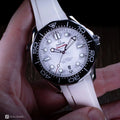 RUBBER STRAP FOR OMEGA® SEAMASTER DIVER 300M CO-AXIAL 42MM WHITE CERAMIC ZEALANDE 