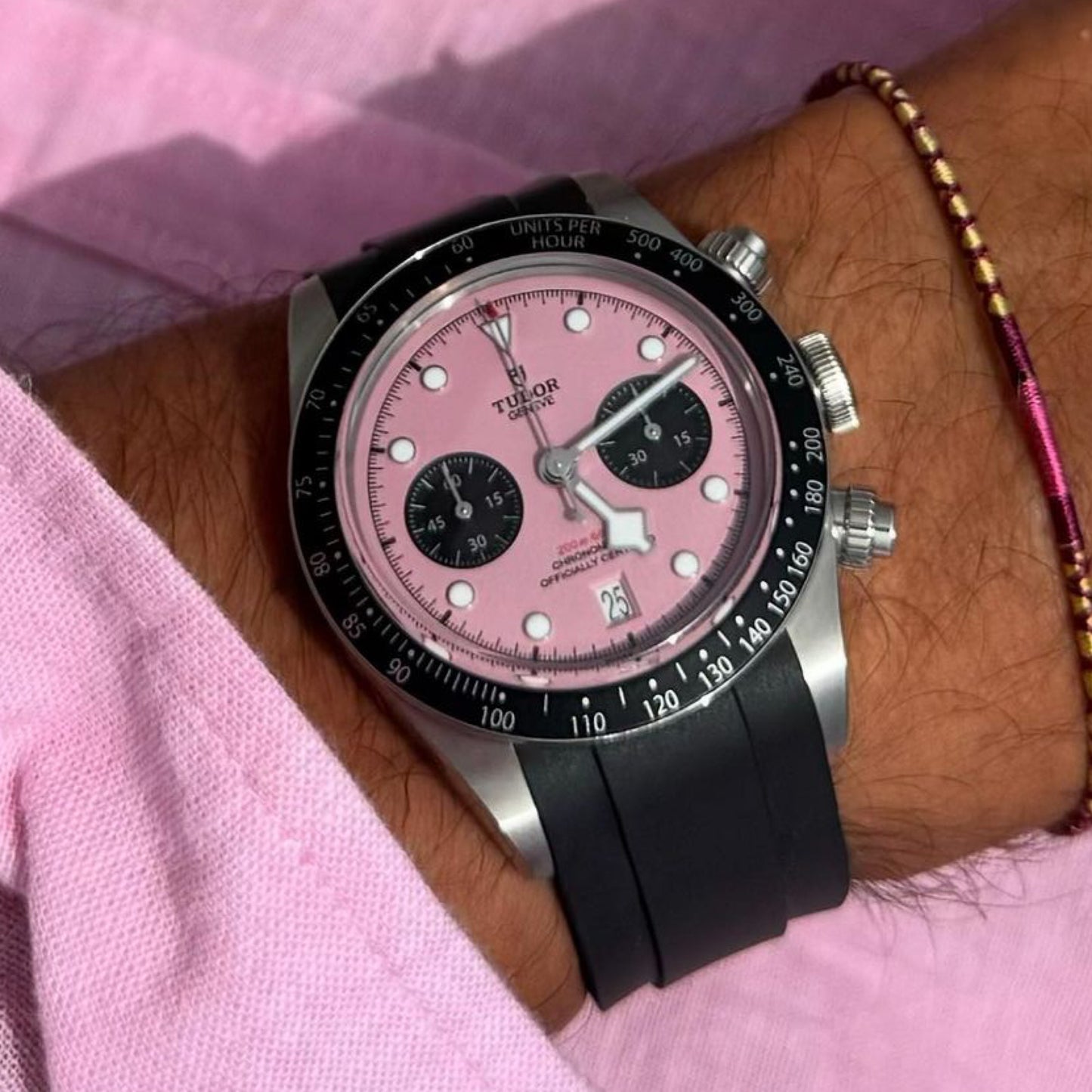 Rubber Strap for Tudor BLACK BAY Chronograph Pink Dial