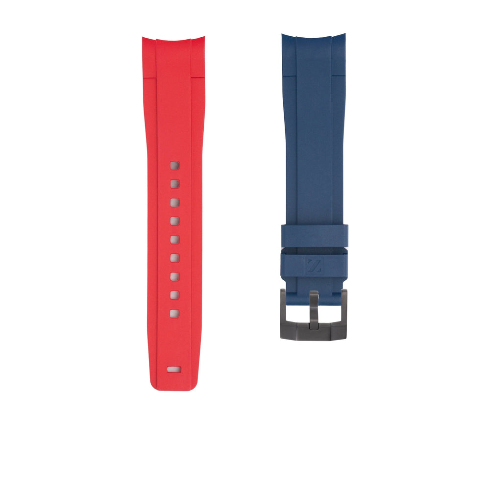 
                  
                    Rubber Strap for ROLEX® GMT 126710 BLRO (6 Digits) Rubber Straps ZEALANDE Blue and Red PVD Black Classic
                  
                