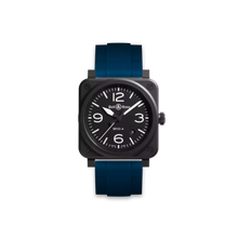  Bracelet droit en caoutchouc pour Bell & Ross BR03 Noir Mat