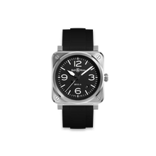  Straight Rubber Strap For Bell & Ross BR03 Black Steel