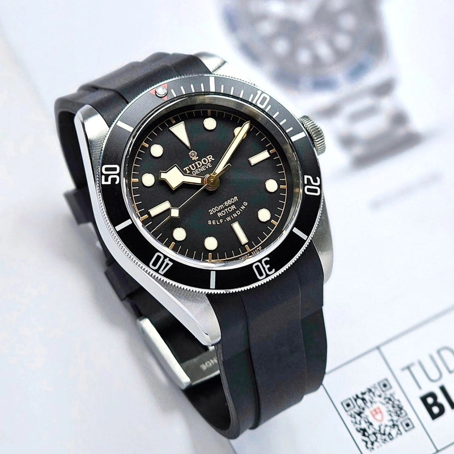 Rubber Strap for Tudor BLACK BAY 41 Black Bezel Rubber Straps ZEALANDE Black PVD Black 