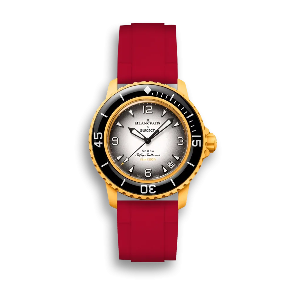 Rubber Strap for Swatch X Blancpain Scuba Fifty Fathoms Pacific Ocean Rubber Straps ZEALANDE Red Brushed Classic