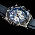 Droit bracelet en caoutchouc Pour Breitling Super Chronomat B01 44 bracelets en caoutchouc ZEALANDE Bleu Brossé Classique