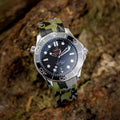 Rubber Strap for OMEGA® Seamaster Diver 300M Co-Axial 42mm Black Ceramic Rubber Straps ZEALANDE Forest Camo'Z Brushed Classic