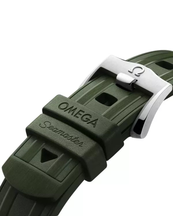 Green omega rubber strap with Omega buckle