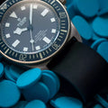 22mm breites Single Pass Kautschukarmband für Tudor® Pelagos FXD Blaues Zifferblatt