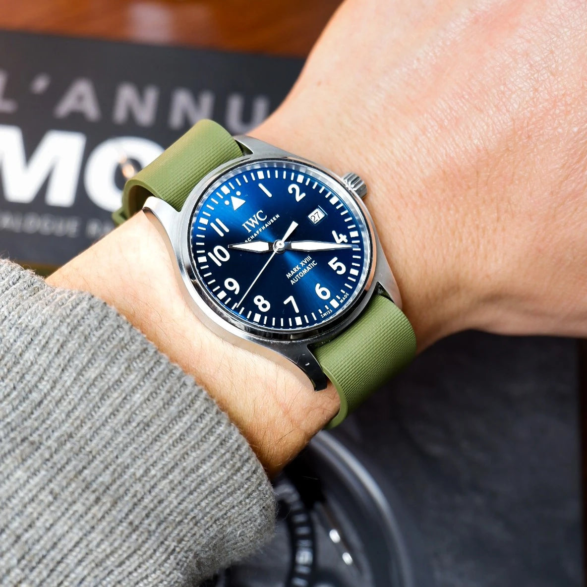 IWC 純正ファブリックストラップ21mm幅 カーキ IWC カーキ 純正 Rivet