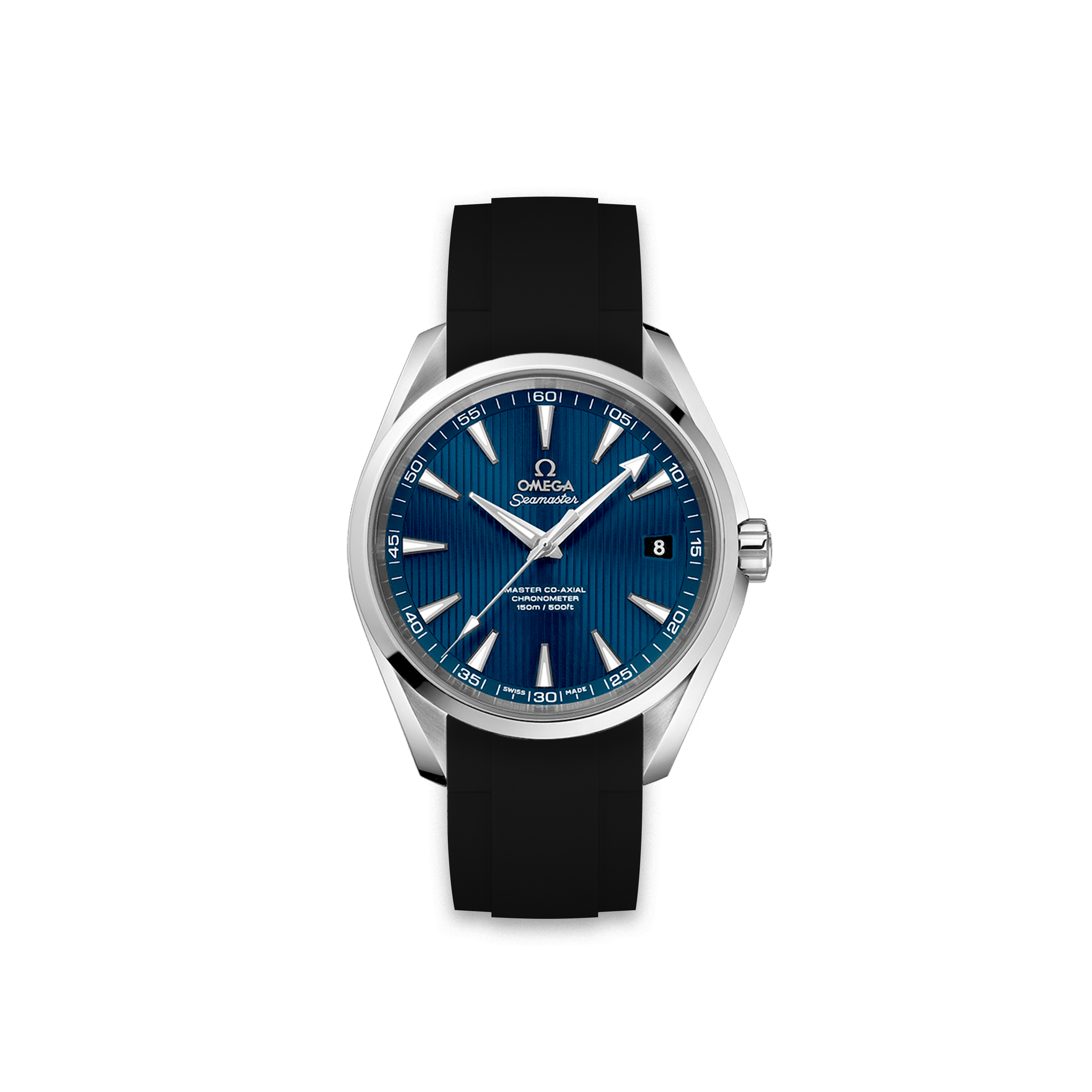 Omega aqua terra blue rubber strap online