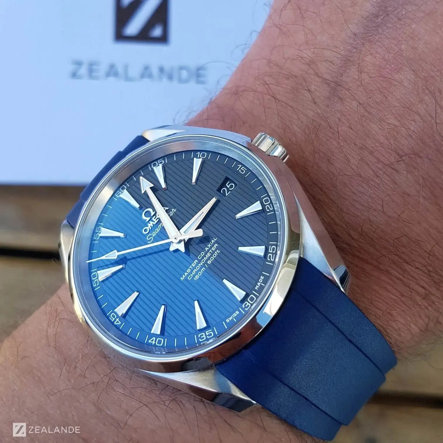 Rubber Strap for OMEGA Seamaster Aqua Terra 150m Co Axial 41 5mm Blue