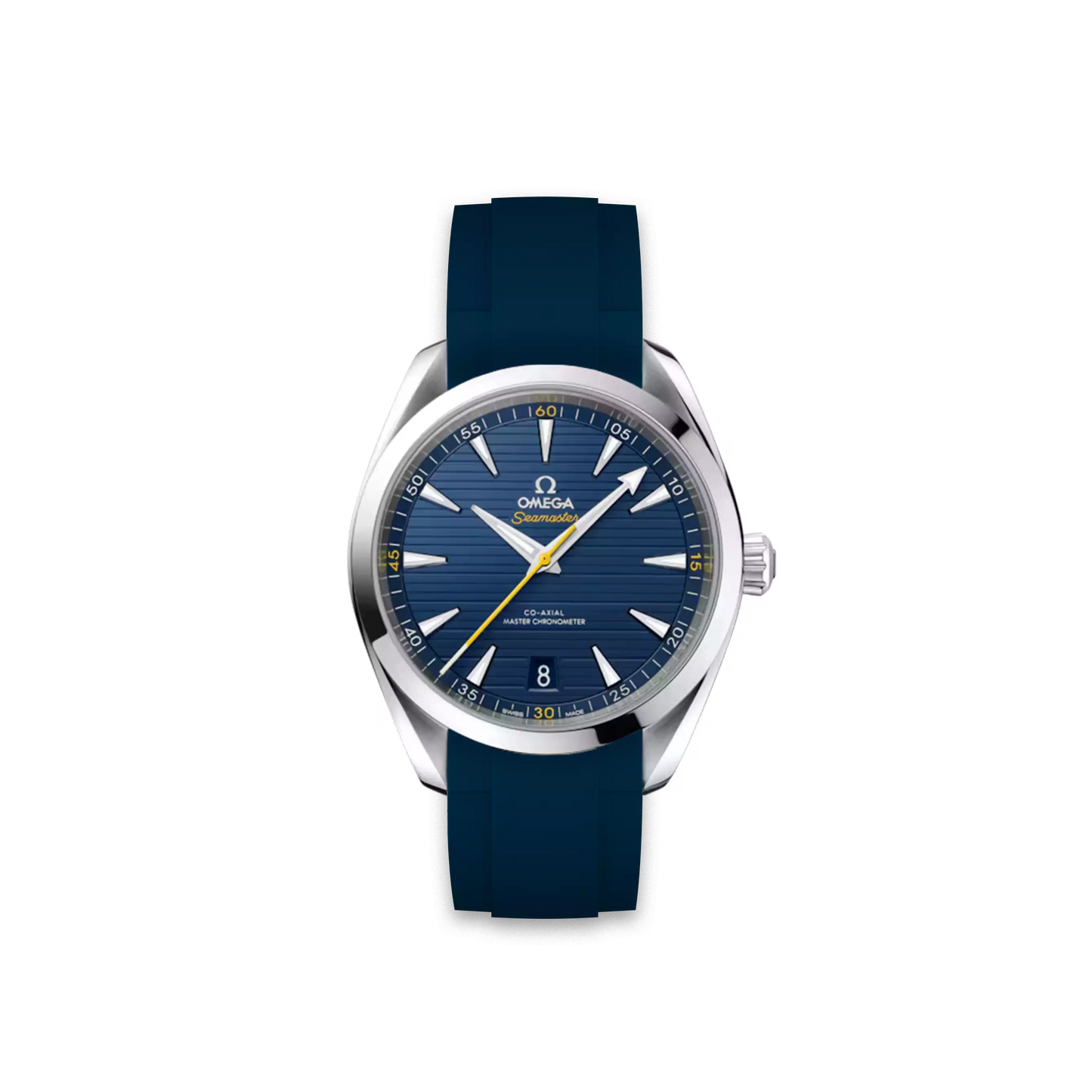 Rubber Strap for OMEGA® Seamaster Aqua Terra 150M CO‑AXIAL 41MM Blue Dial Yellow hand