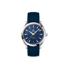  Bracelet caoutchouc pour OMEGA® Seamaster Aqua Terra 150M CO-AXIAL 41MM Cadran bleu Aiguille jaune