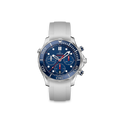 Bracelet caoutchouc pour OMEGA® Seamaster Diver 300M Chronograph Co-Axial 41,5mm Bleu bracelets en caoutchouc ZEALANDE Blanc Brossé Classique