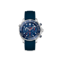 Kautschukarmband für OMEGA® Seamaster Diver 300M Chronograph Co-Axial 41,5mm Blau Kautschukband ZEALANDE Blau gebürstet Klassisch