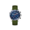 Rubber Strap for OMEGA® Seamaster Diver 300M Chronograph Co-Axial 41,5mm Blue Rubber Straps ZEALANDE Khaki Brushed Classic
