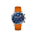 Rubber Strap for OMEGA® Seamaster Diver 300M Chronograph Co-Axial 41,5mm Blue Rubber Straps ZEALANDE Orange Brushed Classic