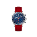 Kautschukarmband für OMEGA® Seamaster Diver 300M Chronograph Co-Axial 41,5mm Blau Kautschukband ZEALANDE Rot Gebürstet Klassisch