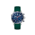 Kautschukarmband für OMEGA® Seamaster Diver 300M Chronograph Co-Axial 41,5mm Blau Kautschukband ZEALANDE Grün Gebürstet Klassisch
