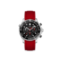 Rubber Strap for OMEGA® Seamaster Diver 300M Chronograph Co-Axial 41,5mm Black Rubber Straps ZEALANDE Red Brushed Classic