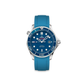 Rubber Strap for OMEGA® Seamaster Diver 300M Co-Axial 41mm Blue Ceramic Rubber Straps ZEALANDE Miami Blue Brushed Classic