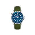 Rubber Strap for OMEGA® Seamaster Diver 300M Co-Axial 41mm Blue Ceramic Rubber Straps ZEALANDE Khaki Brushed Classic
