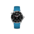Rubber Strap for OMEGA® Seamaster Diver 300M Co-Axial 41mm Black Ceramic Rubber Straps ZEALANDE Miami Blue Brushed Classic