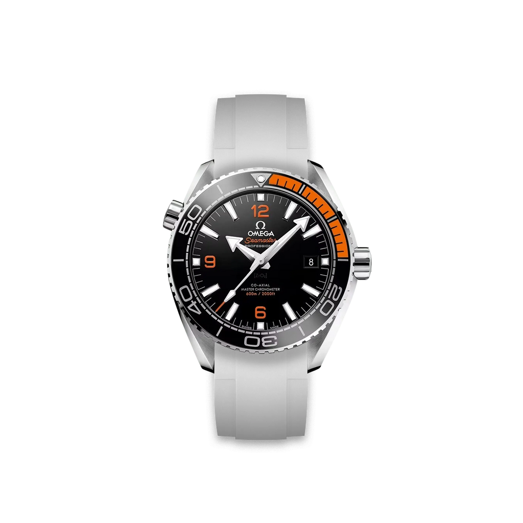 Rubber Strap for OMEGA Seamaster Planet Ocean 600M Co Axial 43 5mm Black Orange