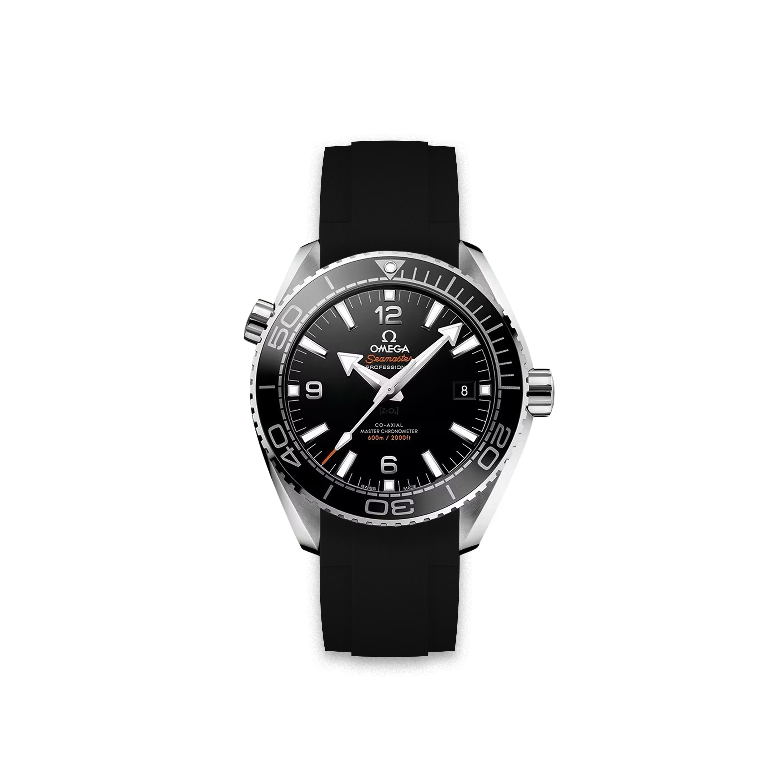 ZEALANDE Rubber Strap for Omega Seamaster Planet Ocean 600M Co Axial 43 5MM Black White Brushed