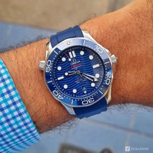  Rubber Strap for OMEGA® Seamaster Diver 300M Co-Axial 42mm Blue Ceramic Rubber Straps Zealande Blue Brushed Classic