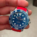 Rubber Strap for OMEGA® Seamaster Diver 300M Co-Axial 42mm Blue Ceramic Rubber Straps Zealande Red Brushed Classic