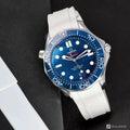 Rubber Strap for OMEGA® Seamaster Diver 300M Co-Axial 42mm Blue Ceramic Rubber Straps Zealande White Brushed Classic