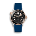 Rubber Strap for OMEGA® Seamaster Diver 300M Co-Axial 42mm Black Ceramic Steel ‑ Gold 