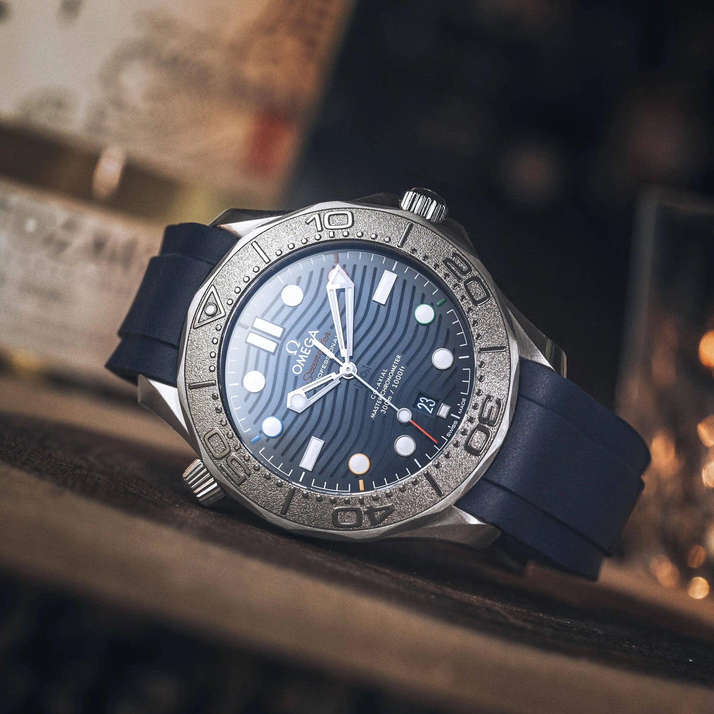 Rubber Strap for OMEGA® Seamaster Diver 300M Co-Axial 42mm Blue Ceramic "Beijing" Rubber Straps Zealande 